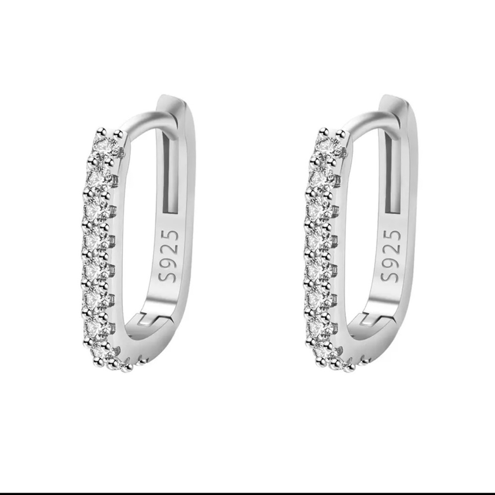 925 Sterling Silver Crystal Hoop Earrings